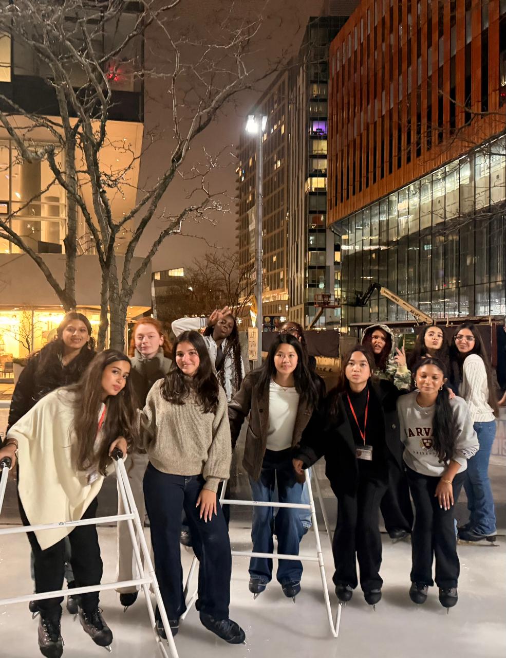 Students ice skating